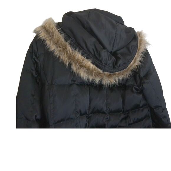 Vintage Style & Co Black Faux Fur Puffer Jacket Coat Detachable Hood Size Medium - Picture 3 of 9